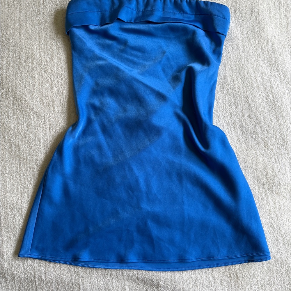 Blue Strapless Open-back Mini Dress